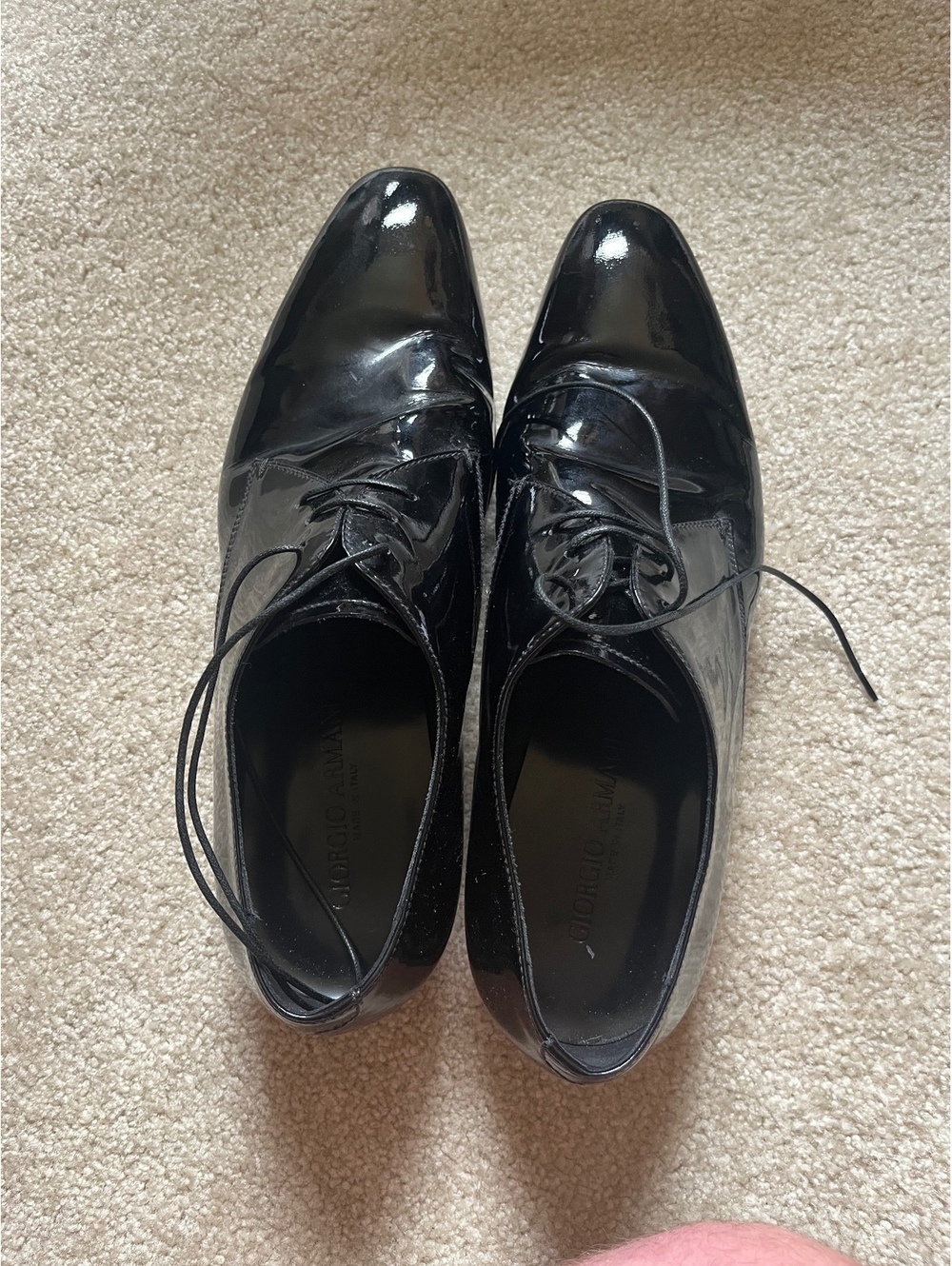 Giorgio Armani Black Patent Leather Dress Shoes